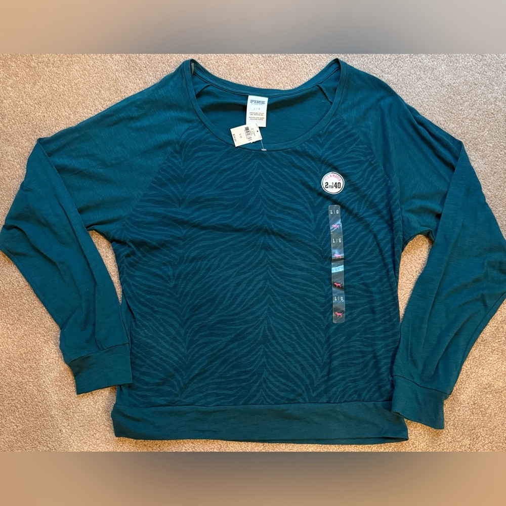Victoria Secret PINK Teal Long Sleeve Top Sz L